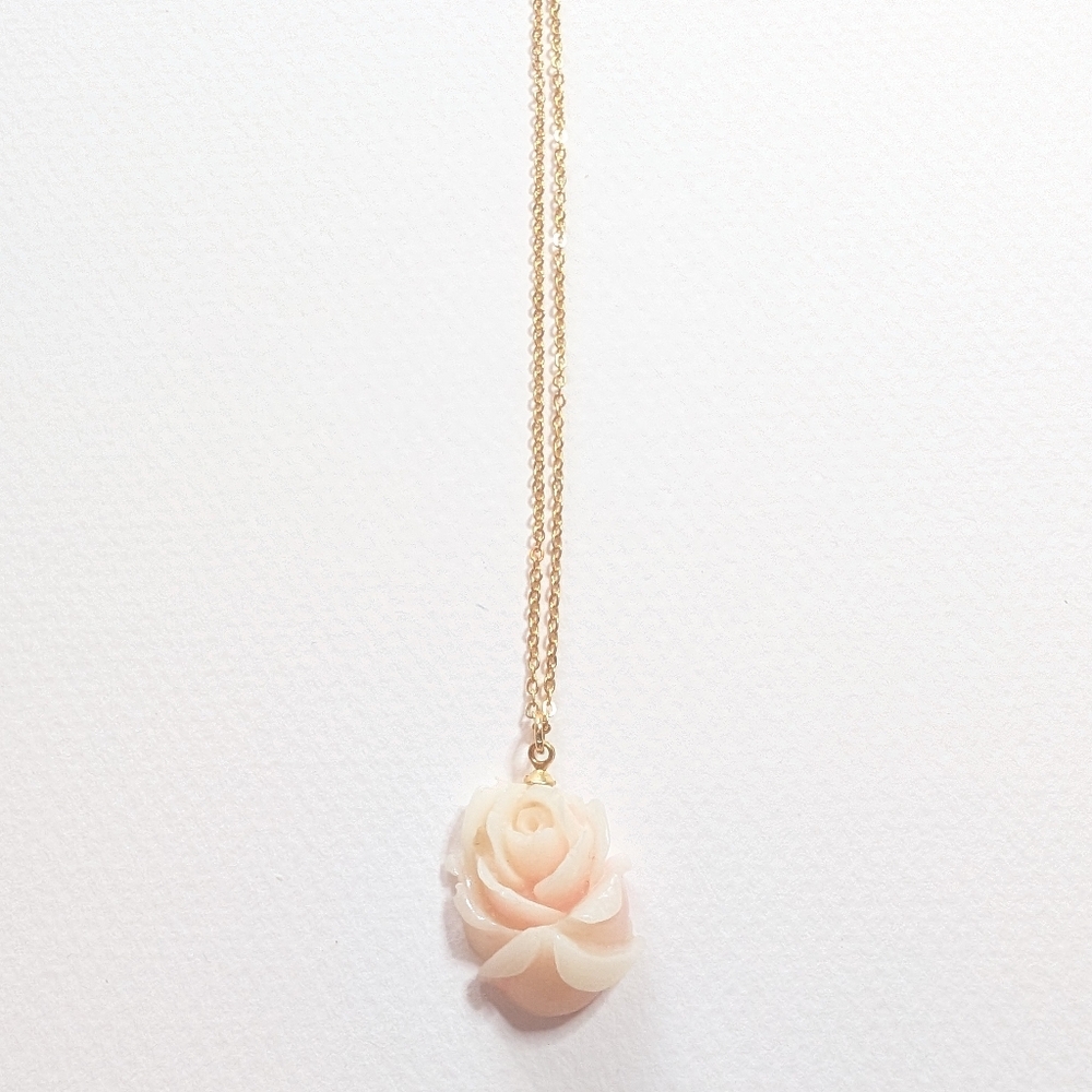 Faux Coral Vintage Rose Necklace